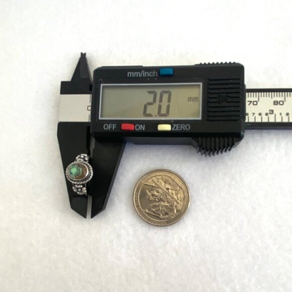 Sterling Silver 925 Bezel Set Oval Abalone Shell Floral Accent Ring Sz 3.75 - Picture 16 of 16